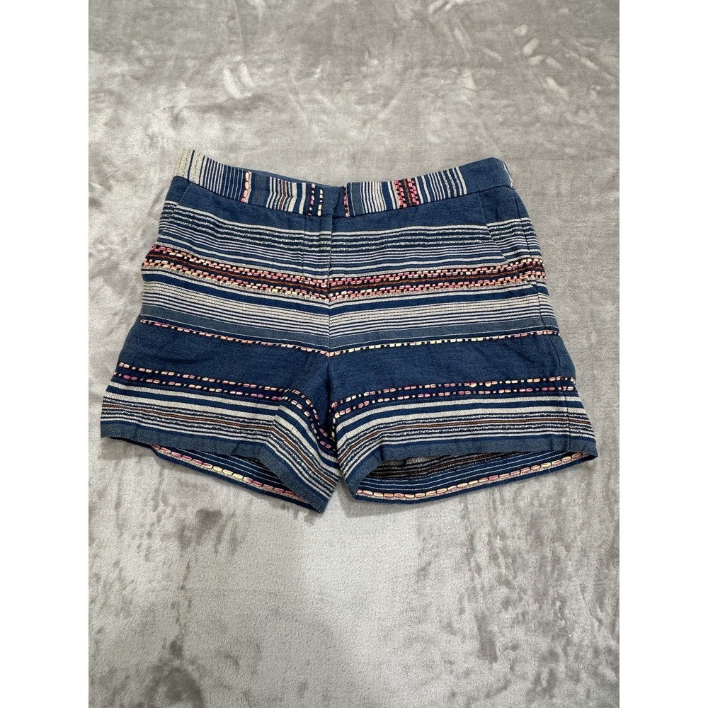 Fleur Bleue Shorts Women's Size 4 Blue Striped 31" Waist Front Pockets Zip EUC‎